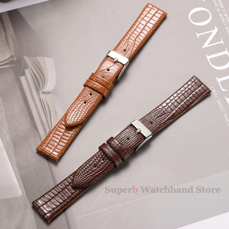 

Fashion Lizard Texture Leather Watchband 8mm 10mm 12mm 14mm 16mm Pin Buckle Soft Ultra-thin Watch Strap for Women Man