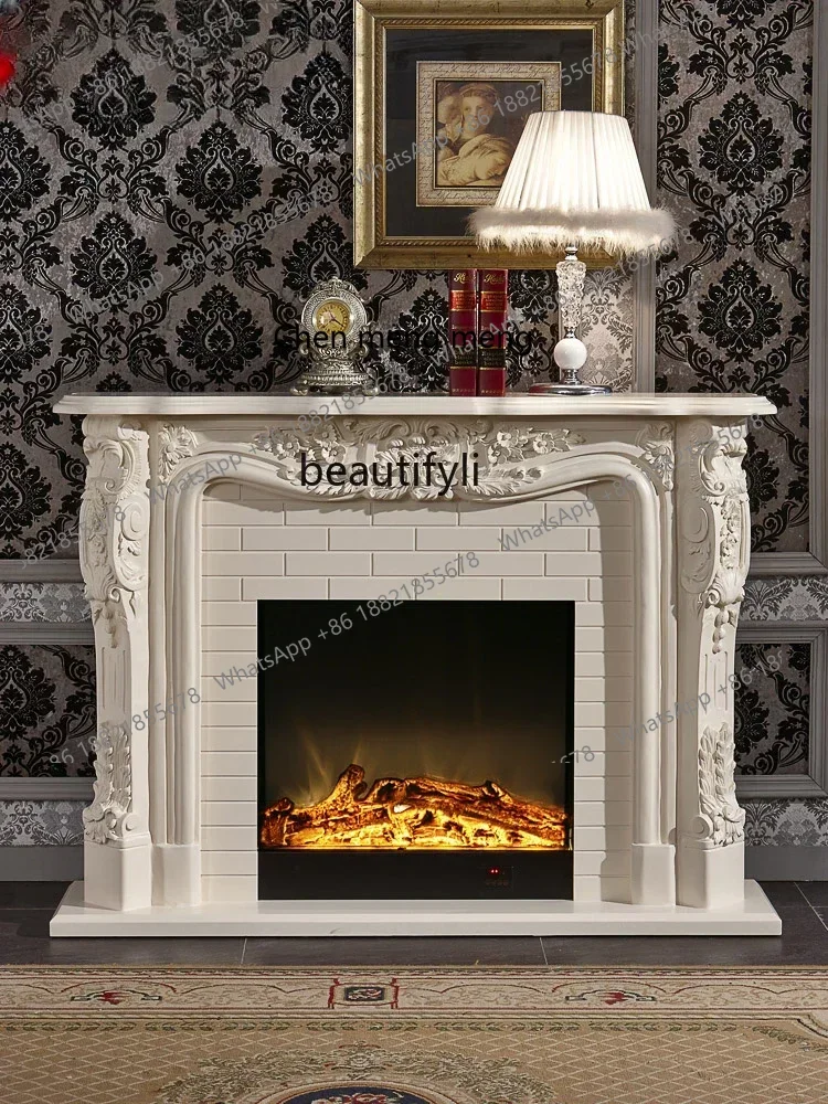 

D178 Y 1.5 M European Fireplace Curio Cabinet Champagne Gold Solid Wood American Fireplace Mantel Heating