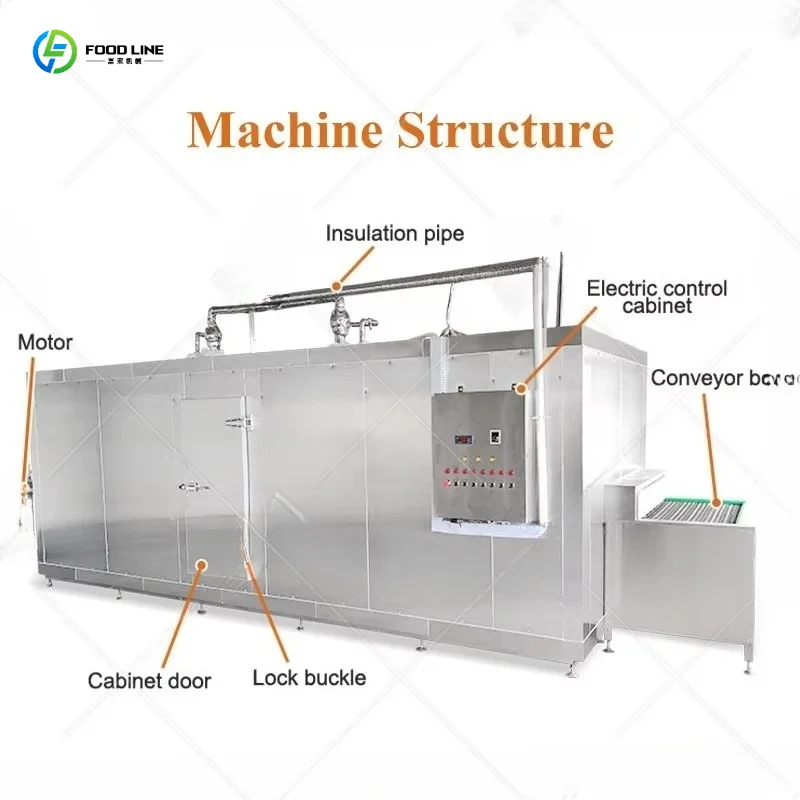 Factory Price Strawberry Conveyor Blast Freezer French Fries Liquid Nitrogen Quick Blast Tunnel Freezer Customized