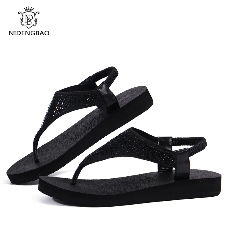 Big Size 35-44 Women Yoga Sandals Summer Sandals Retro Shoes Female Elastic Straps Comfy Flats Beach Shoes Women Flip Flops