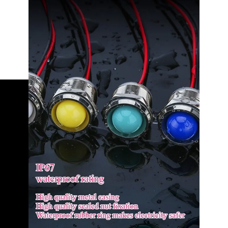 6mm 8mm 10mm 12mm 14mm 16mm 19mm Warning Indicator Signal Indicator Line 1pcs 3V 5V 12V 24V 110V 220 Waterproof IP65 Metal LED