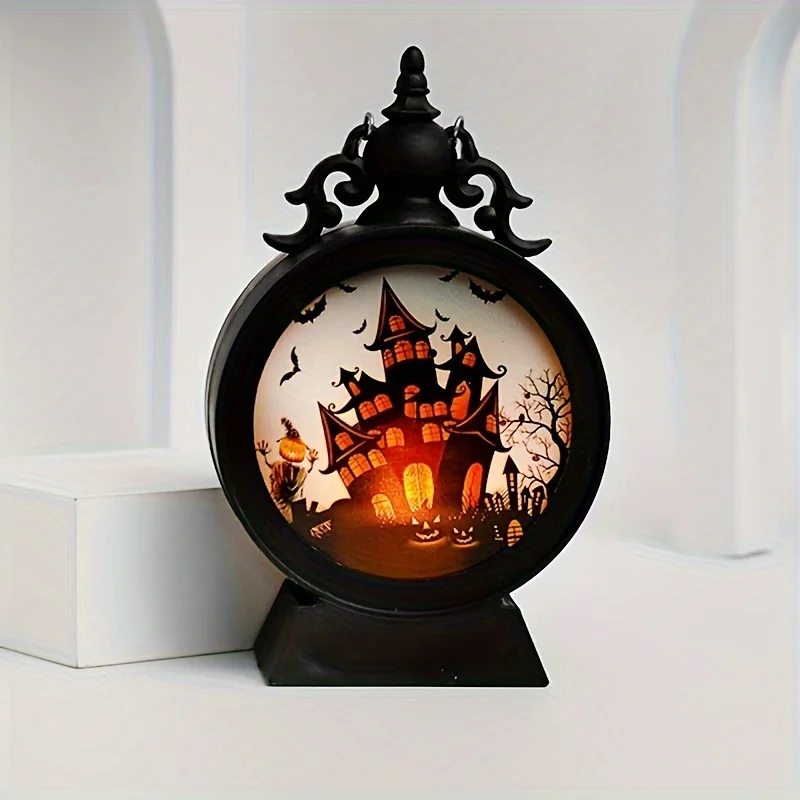 โคมไฟภายในอาคารตกแต่งฮาโลวีนโคมไฟวินเทจสำหรับตกแต่งของขวัญปาร์ตี้ฮาโลวีนพร้อมเทียน LED แบบพกพา