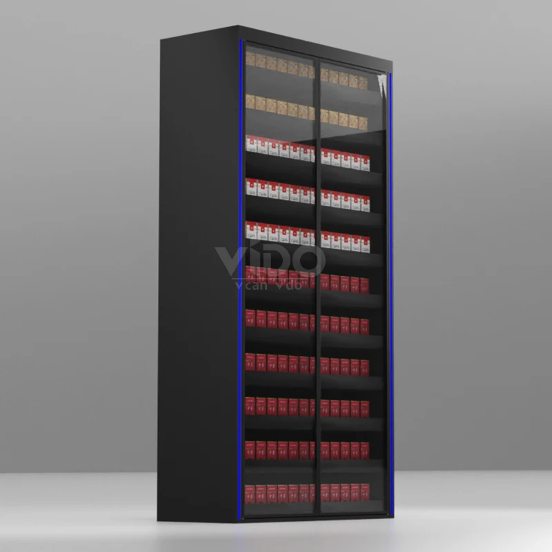 [Customized]Retail Store Metal Shelves Pusher Display Cabinet Smoking Shop Cigarettes Display Showcase Rac