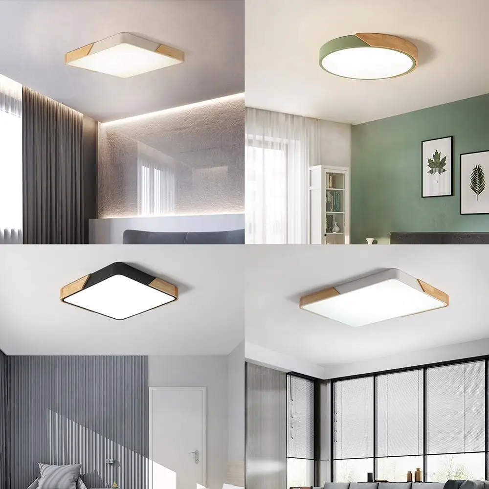 Plafonnier LED en Bois au Design Moderne, Luminaire Décoratif de Plafond, Idéal pour une Chambre à Coucher, un Couloir, un délégations ou un Salon,