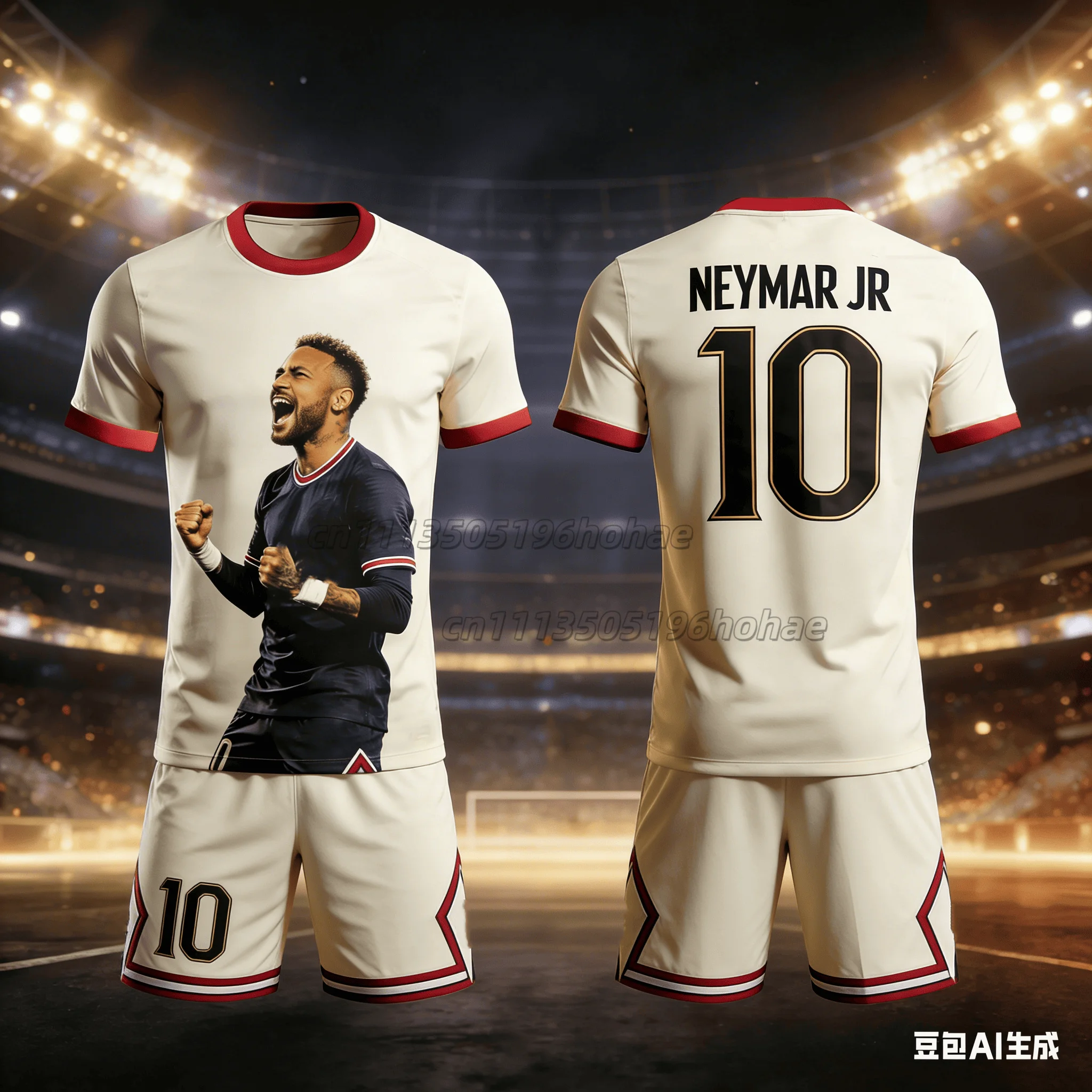 Summer New Style # Neymar No.10 # Men's and Women's T-shirt Shorts Football Sports Set Loose Quick Drying Casual Set Kids
