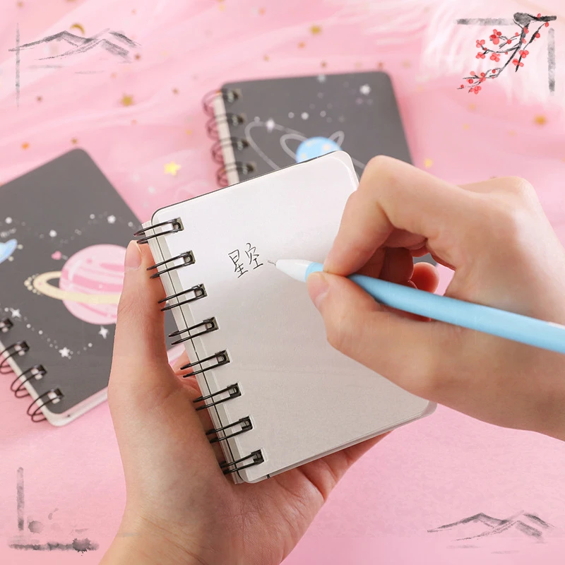 1 Pcs Planet Flip Coil Book Student Portable Pocket Notebooks Mini Notebook A7 Mini Notes School Supplies Office Stationery