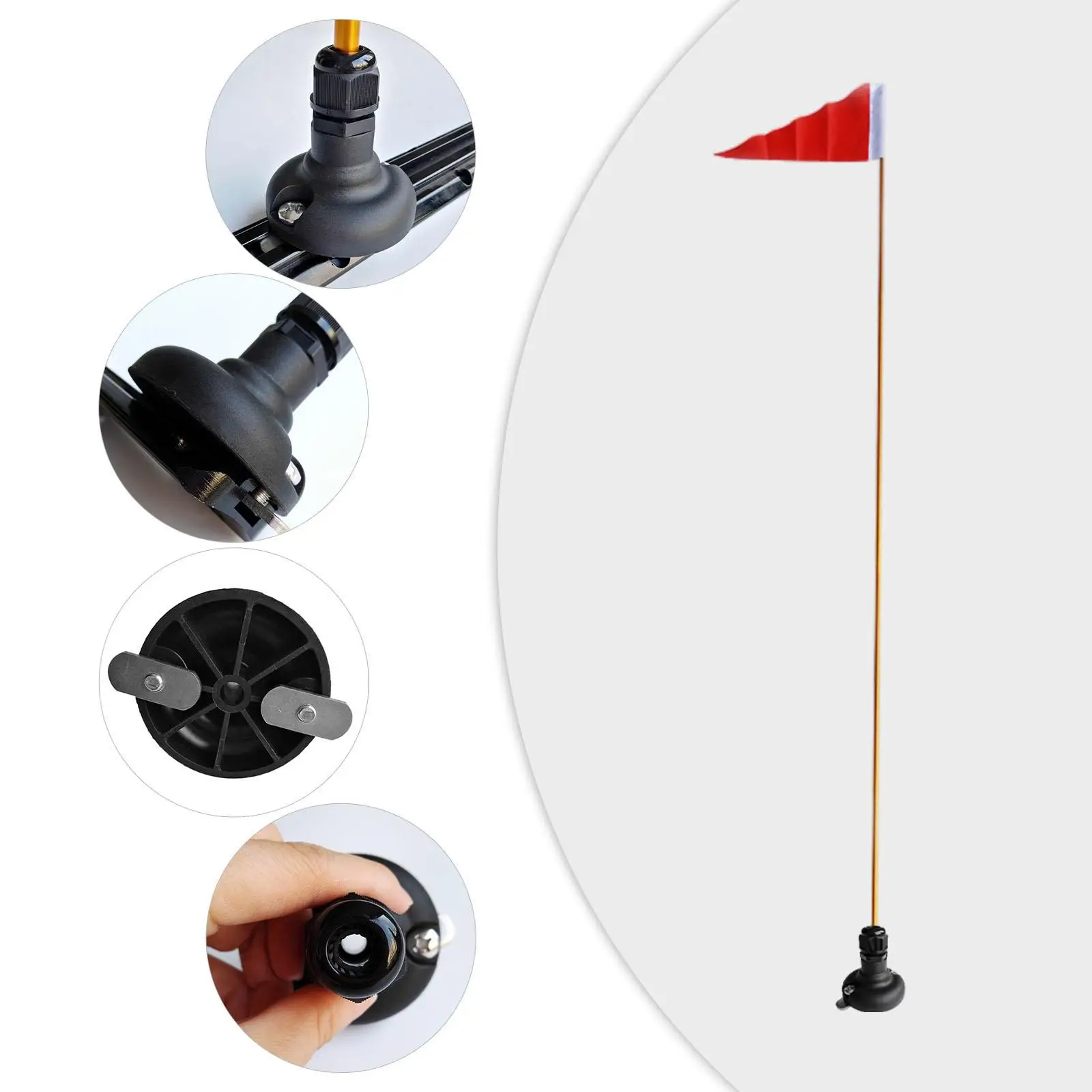 

Aluminum Alloy Kayak Safety Flag Pole Kit with Universal Side Mount Base for Inflatable Boat Canoe Outdoor Safety