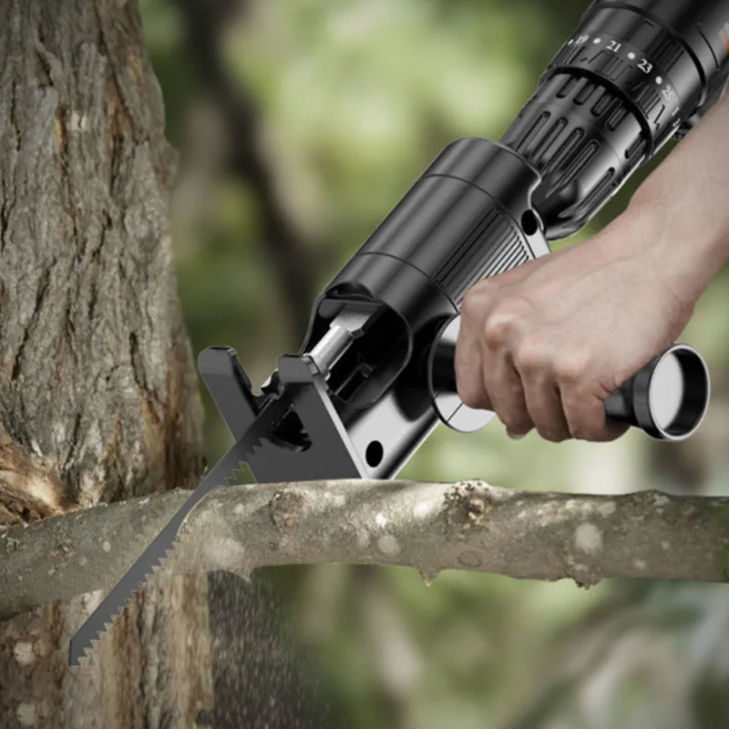 Reciprocating Saw Adapter – Convert Your Power Drill Into A Reciprocating Saw With Anti-Slip Handle & Blade Set