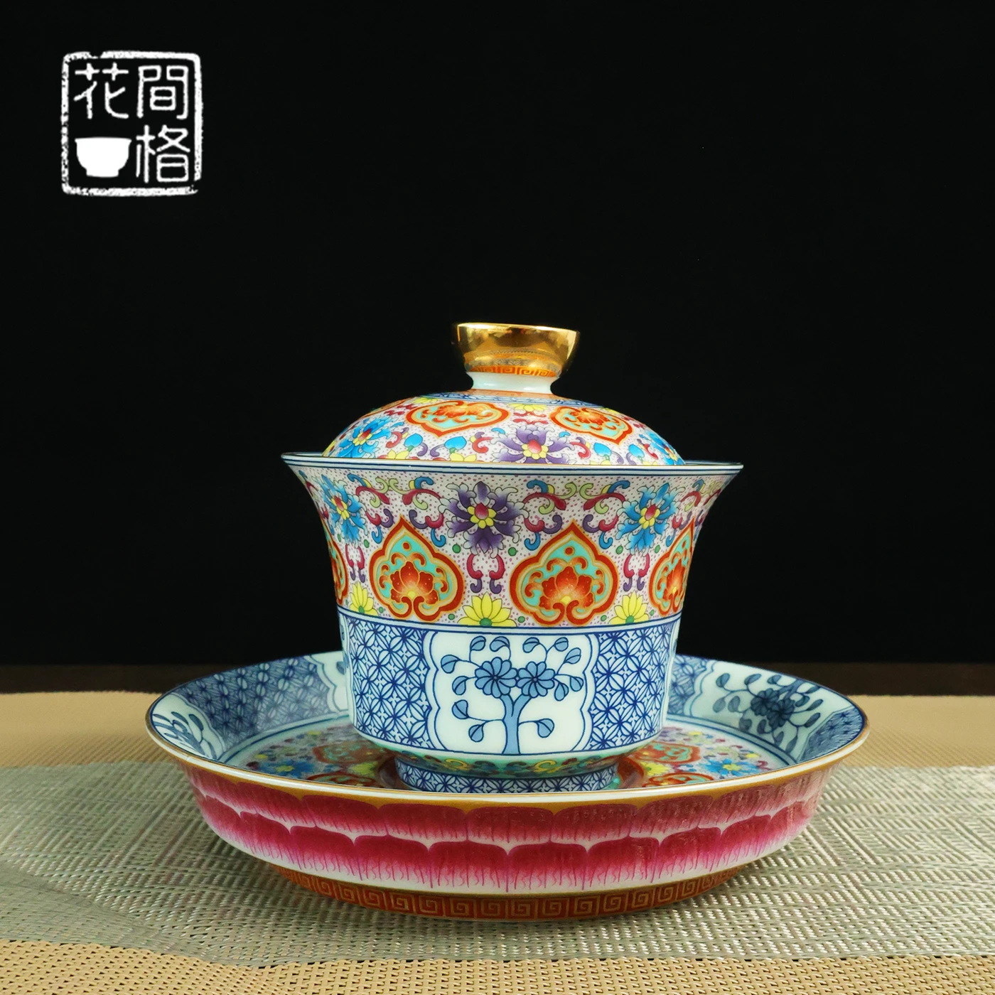 Jingdezhen Ceramic Enamel Happiness and Longevity Gaiwan Chinese Household Tea Set Cup High-End Gift for People to Make