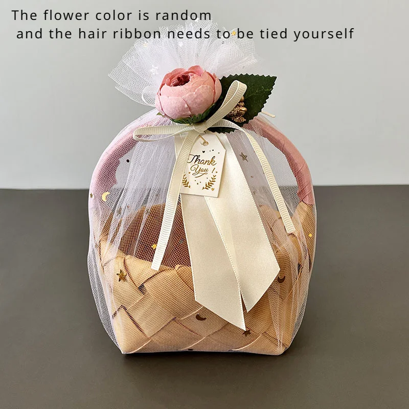 

1pc, Holiday Gift Basket, Gift Box, Party Supplies, Gift Box, Goodie Box, Gift Packaging, Portable Basket, Mesh Gift Box, Flowe