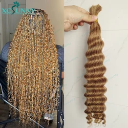 Cabello humano ondulado a granel para trenzas bohemias, cabello humano trenzado de doble dibujado, resaltado Rubio 613 27