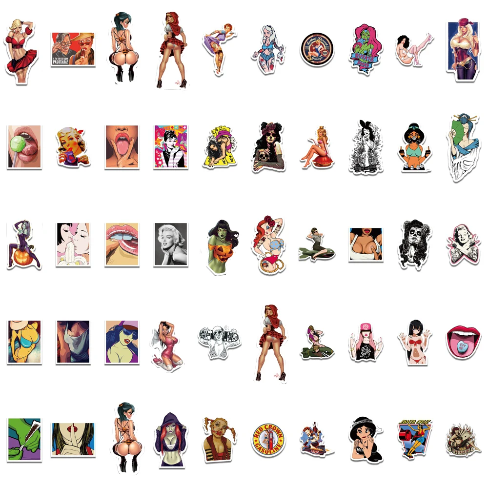 10/30/50/100PCS Anime Hentai Tease Vulgar Sexy Beauty Girls Waterproof Stickers Motorcycle Laptop Phone Skateboard Decal Sticker