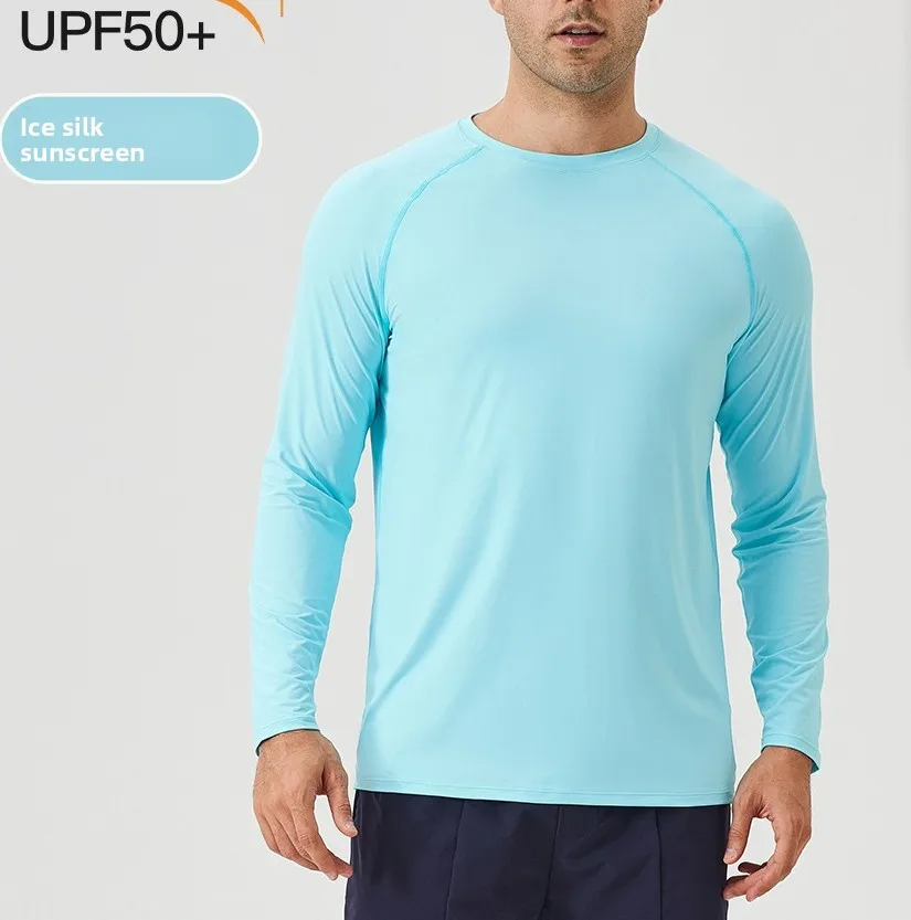 

Men's Ice Silk Sunscreen Running Speed Drying Clothes Sports Camping Mountaineering Training Clothes Fitness Long Sleeve Top
