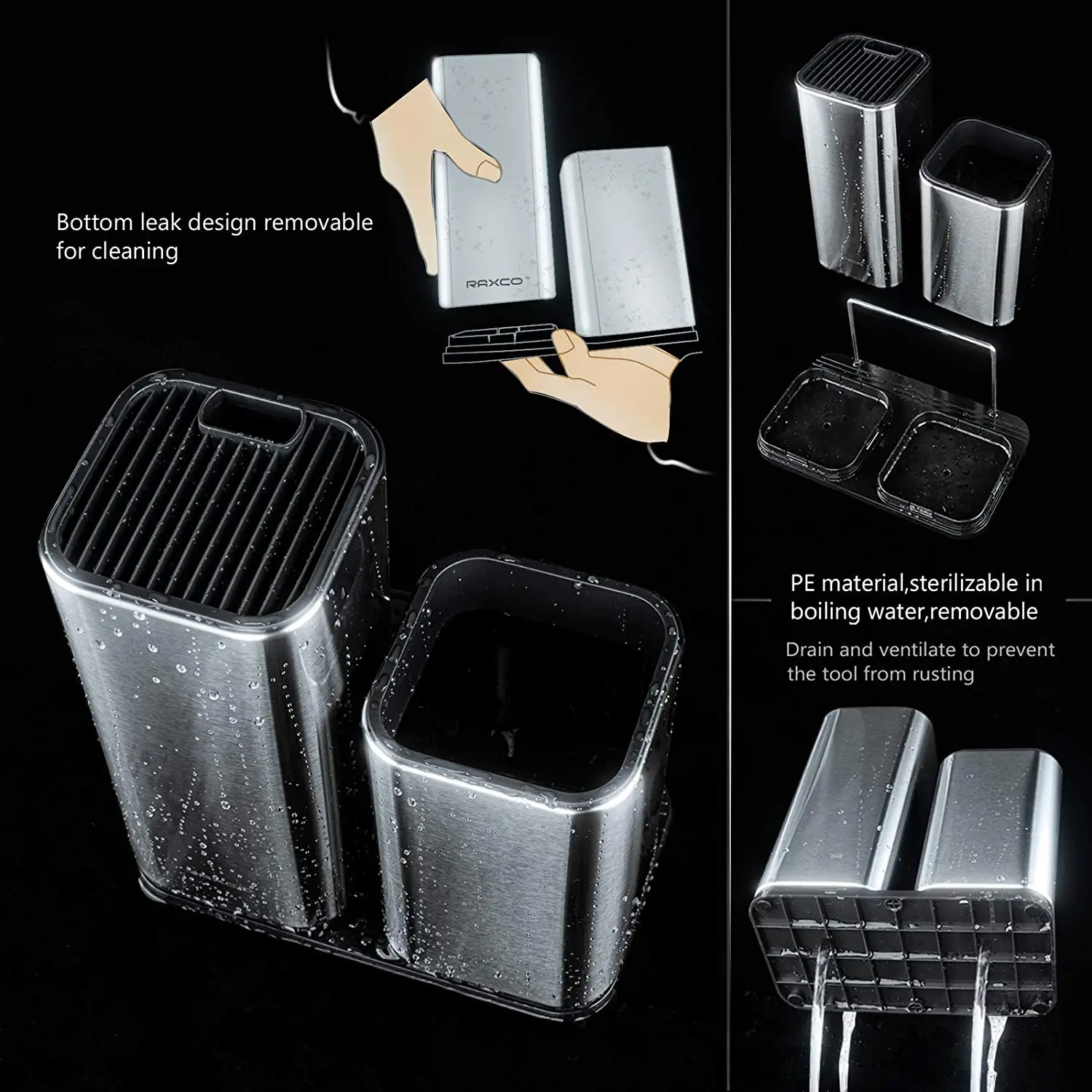 Stainless Steel Knife Holder Bucket Bracket Storage Rack Multi-functional Kitchen Storage Bucket Kitchen Accessories Chopstick