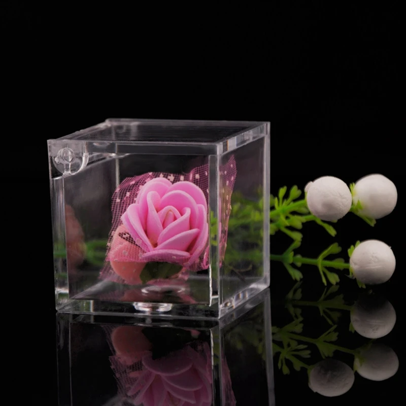 12Pcs High Transparent Food Grade Square Clamshell Box Baby Full Moon Gift Box Small Storage Box Wedding Candy Box