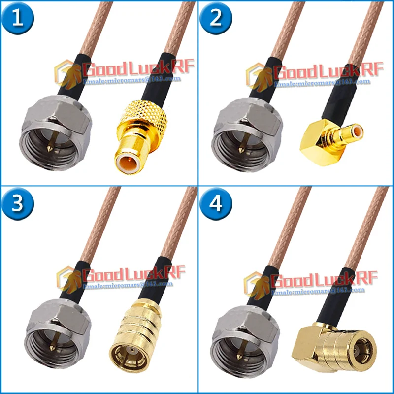 

TV F Male to SMB Male Female Right Angle 90 Degree 50ohm Copper Pigtail Jumper RG316 Extend Cable Low Loss RF Connector Adapter