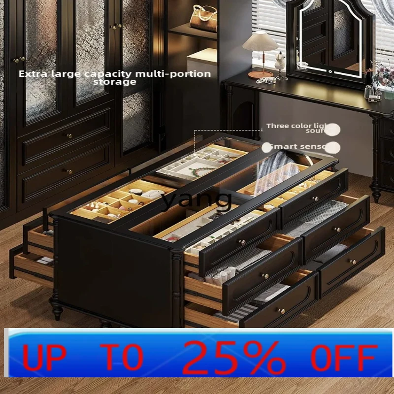 

LHH Display Cabinet Retro Storage Bucket Cabinet Integrated Island Platform High-end Jewelry Cabinet