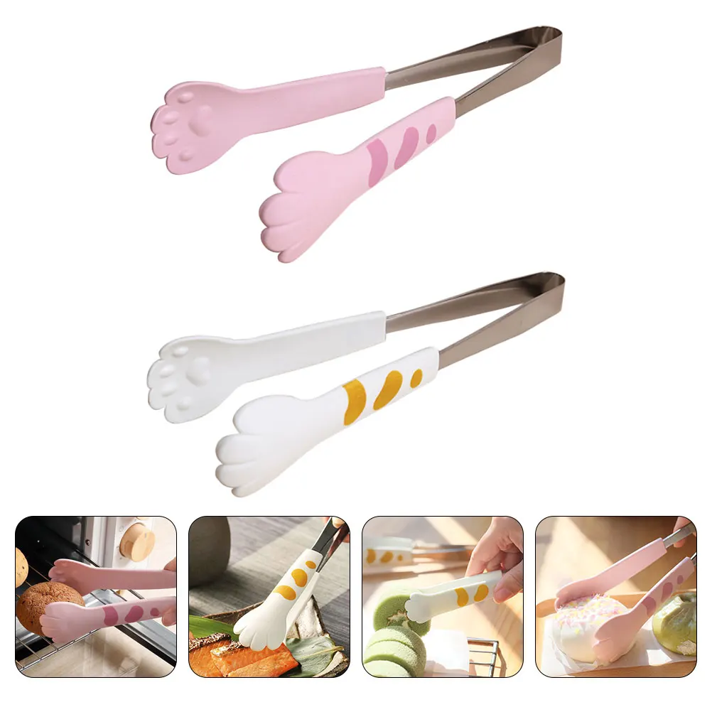 

2 шт., щипцы для кошачьей подушечки, кухонные щипцы для кошачьей подушечки, щипцы для еды из нержавеющей стали, гриль для барбекю, инструменты для сервировки салата, толстые, легко собираются