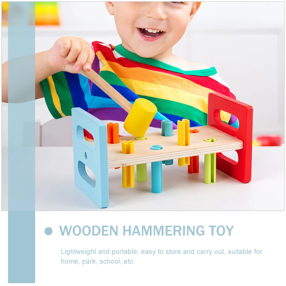 1 Set Kids Wooden Hammering Game Educational Pounding Plaything Hand-Eye Coordination Training Interactive Knocking