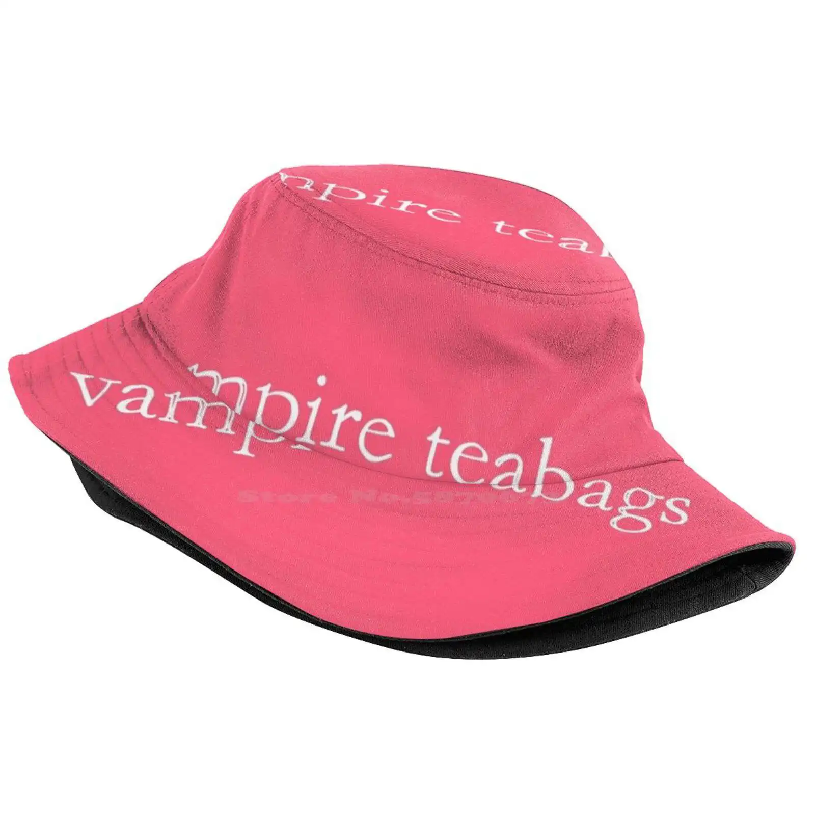 Vampire Teabags - White On Rose - Indiscreet Zip Pouch For Tampons, Menstrual Pads, Feminine Products Sun Cap Fisherman Hat