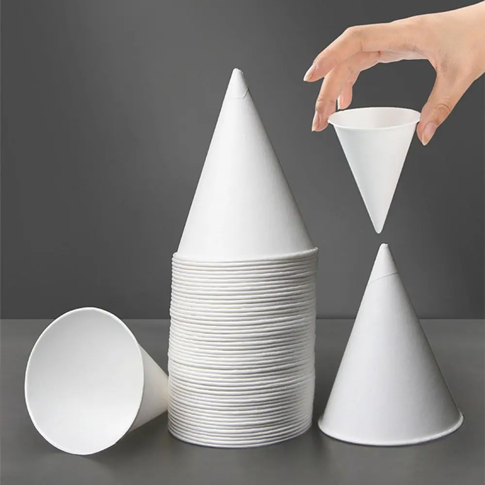 

200Pcs 3.7Oz/4.5Oz White Paper Cone Cups Coated Leakproof Disposable Paper Cups Thicken 200 Count Cone Party Tableware Parties