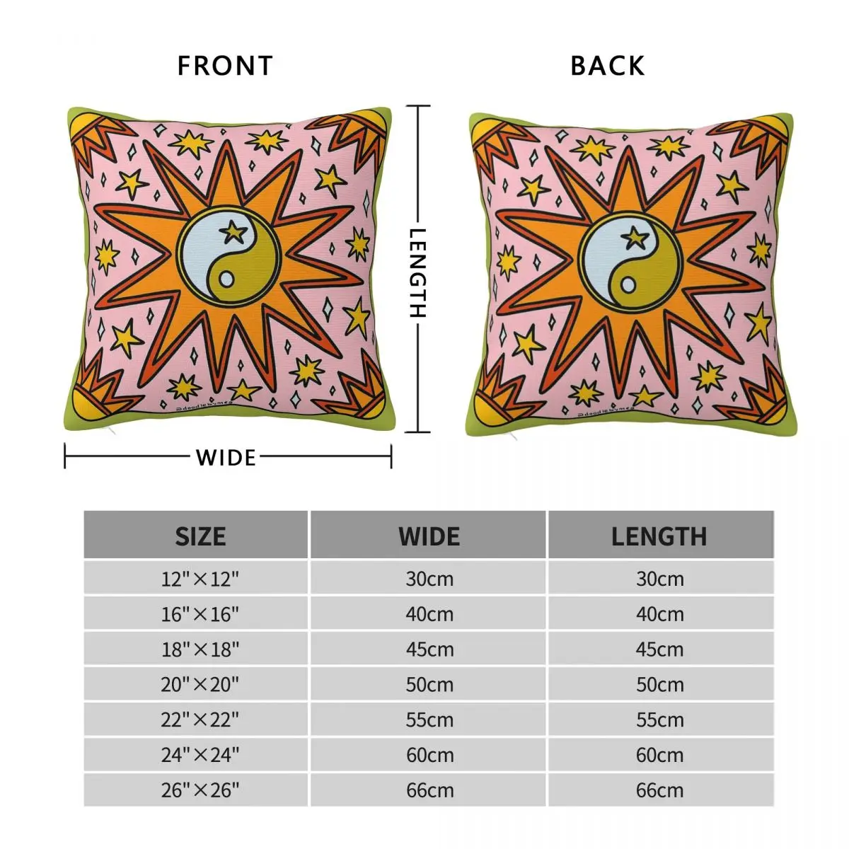 Yin Yang Sun Celestial Square Pillowcase Polyester Linen Velvet Creative Zip Decorative Throw Pillow Car Cushion Cover Wholesale