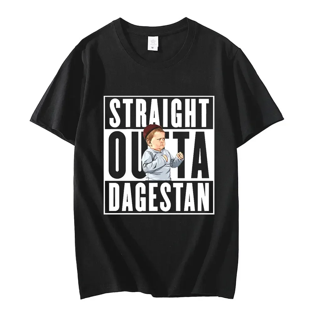 Hasbulla Fighting Meme T-shirt Straaight Outta Dagestan Mini Khabib Blogger Graphic Print T Shirt Men Cotton T-shirts Tops