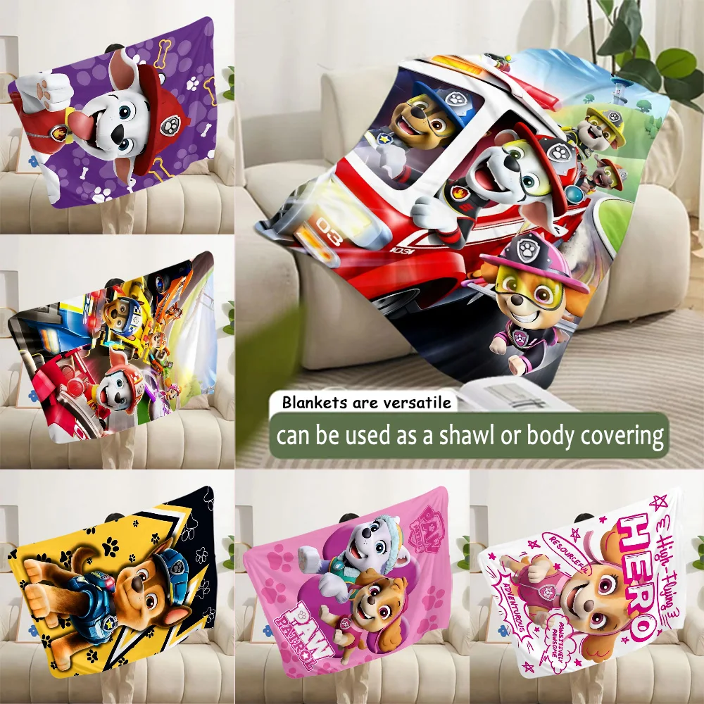 Cute P-PatrolS Cartoon Paws Printed Blanket Picnic Blankets Warm Blanket Soft and Comfortable Blanket Home Travel Birthday Gift