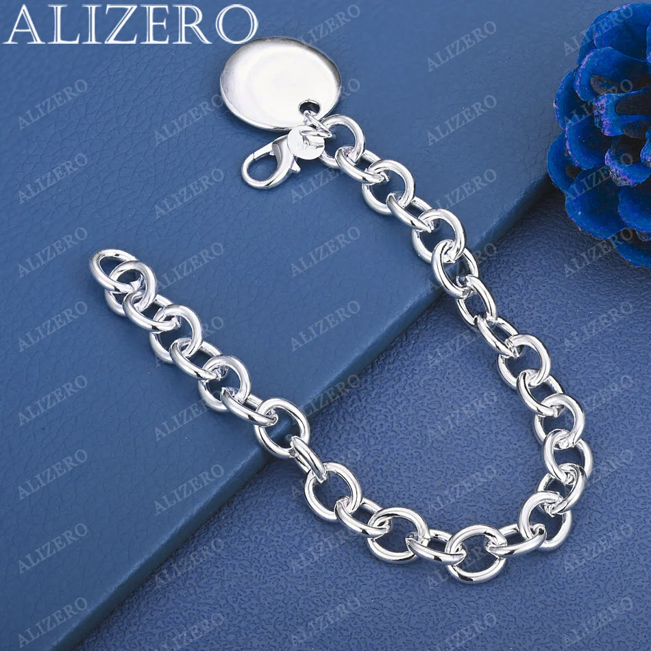 

ALIZERO 925 Sterling Silver Round Charms Bracelets For Women Men Wedding Party Gifts Bracelet Fashion Jewelry