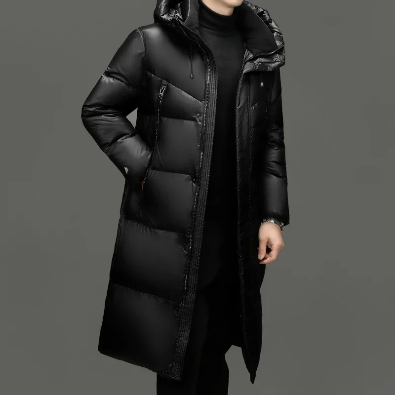 Luxus lange Daunen jacke Mann gepolsterte Designer kleidung Männer ducken sich Männer leichte Polsterung Herren Winter jacke Freizeit mantel