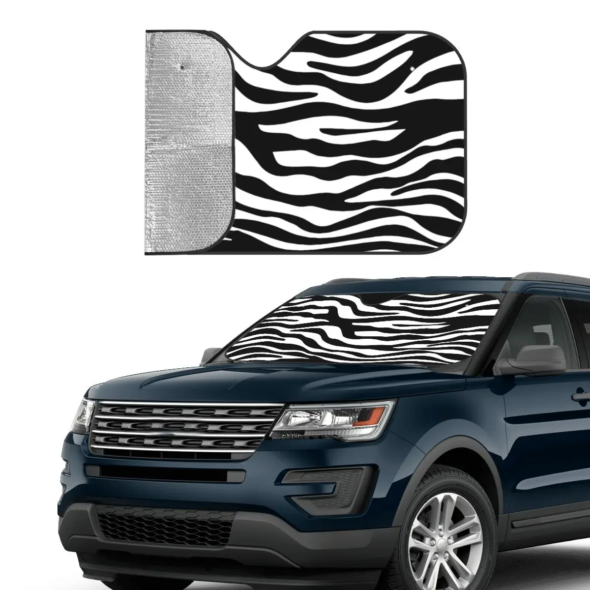 Zebra Print Cute Sunshade Windscreen 70x130cm Animal Skin Texture Foils Sun Visor Car-covers