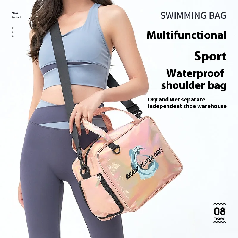 

Сумка для фитнеса и йоги, большая вместительная сумка через плечо, сумка для сухого и влажного разделения, карман для обуви, водонепроницаемая пляжная сумка из ПВХ, сумка для хранения одежды