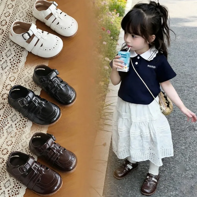 

2026 Summer Kids Flat Shoes Toddler Girls Boys Closed Toe Sandals Retro Style Breathable Unisex Minimalist Hollow-out Sandals