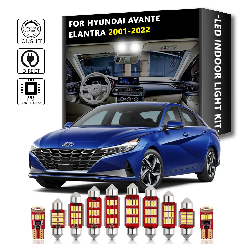 

Для Hyundai Avante Elantra GT 2001-2018 2019 2020 2021 2022 автомобильный светодиодный внутренний комплект купольного освещения для карты автомобильные аксессуары Canbus