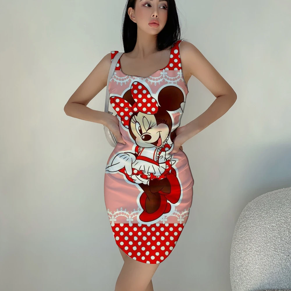 Women's dress in summer Disney Disney sleeveless 2024mini dress female sexy 3D printing dress