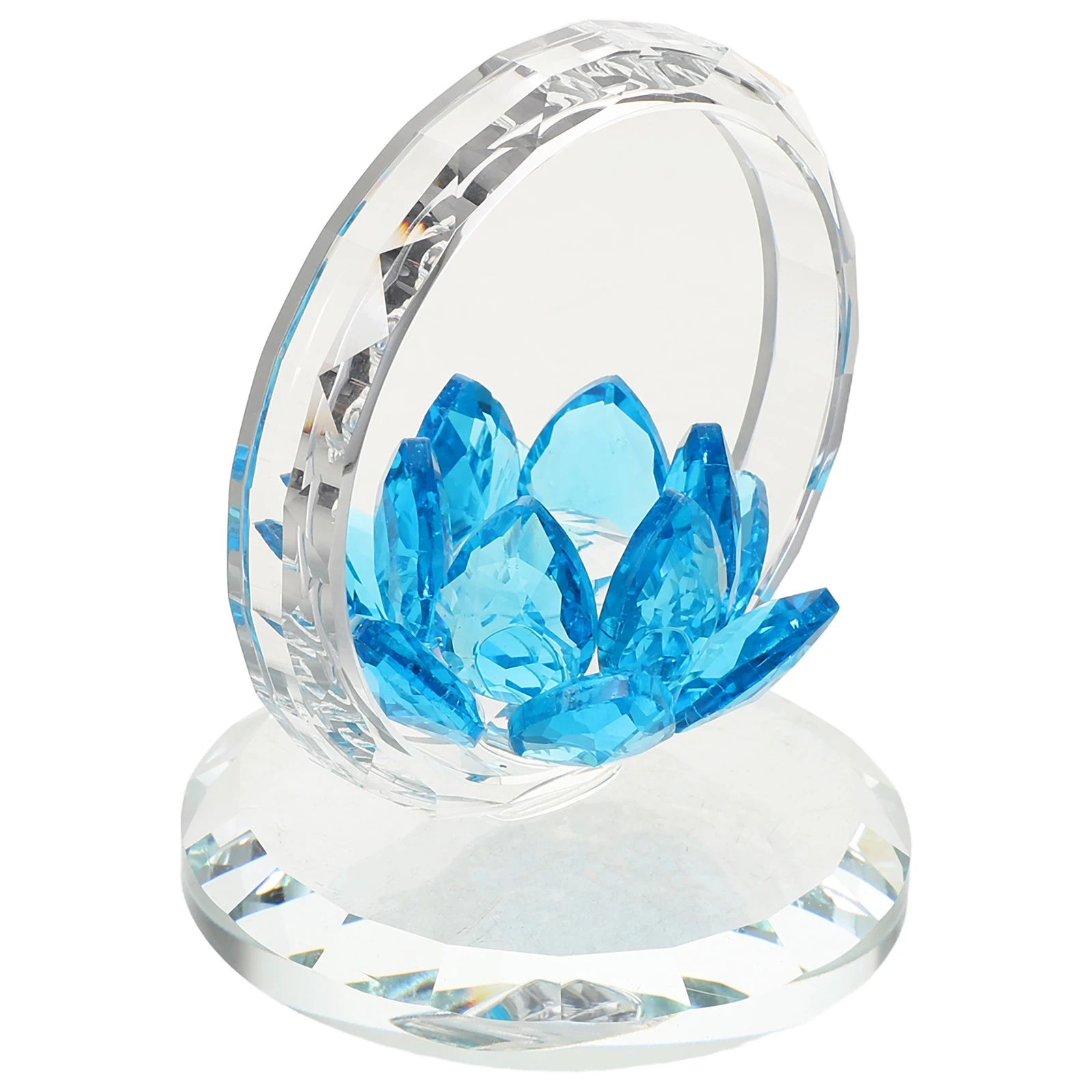 

Lotus Crystal Ornament Desktop Glass Art Figurine Flower Basket Decorative Statuette