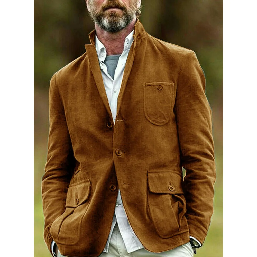 Men's Suede Jacket French Casual Single Breasted Coat Jackets Man Men's Spring Clothes Coats Korean Popular Clothes Outerwear