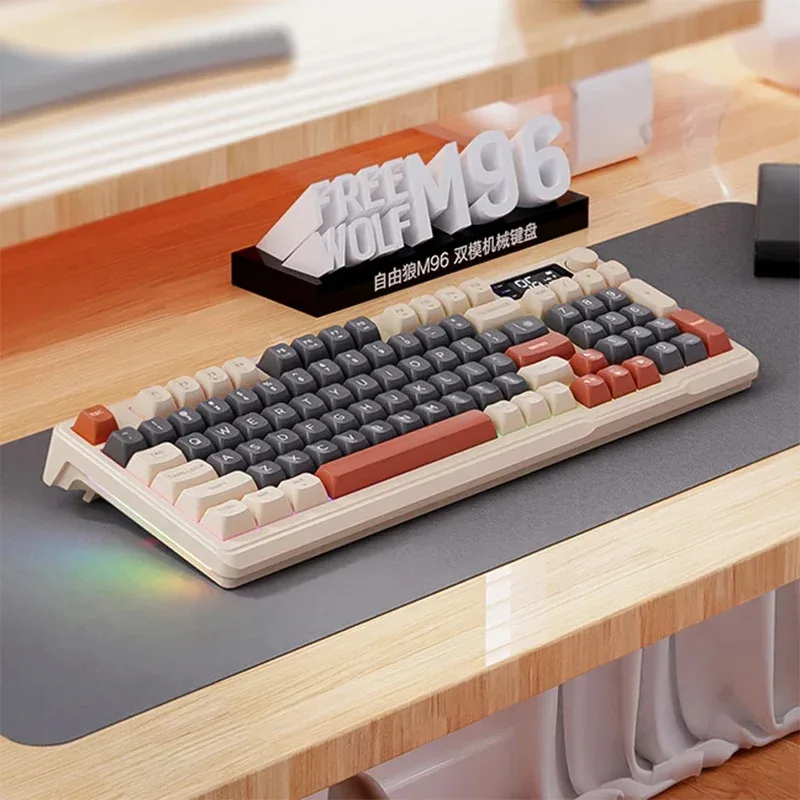 Wireless Keyboard M96 ,Bluetooth Dual Mode Connection,Battery Digital Display,Multimedia Knob, Colourful Light,PC Notebook