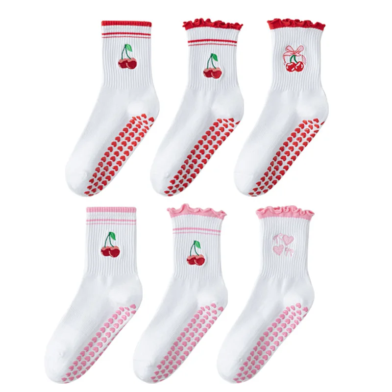 1 pairs Cross-Border Professional Yoga Socks,  Cotton Strapping Silicone Anti-Slip Pilates Fitness Dance Floor Socks view 4