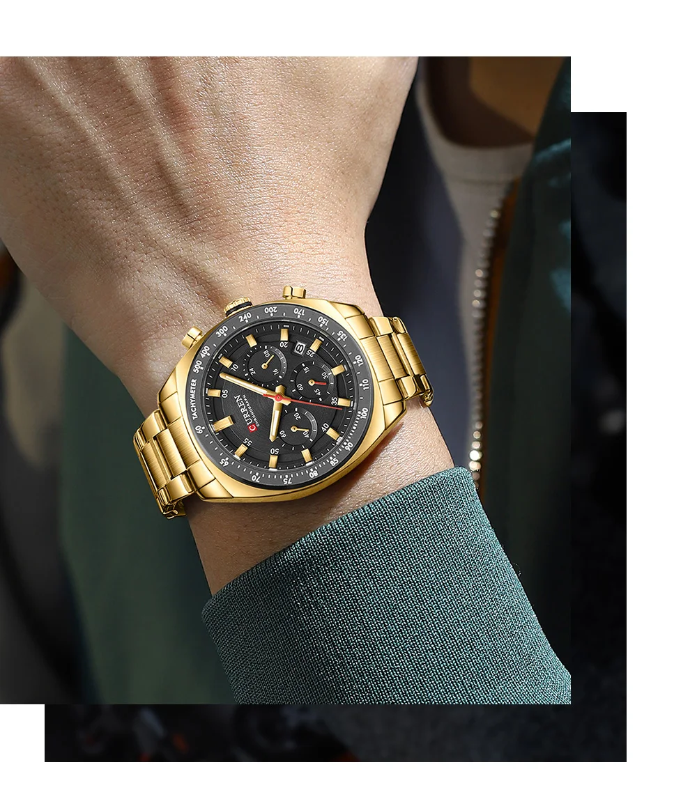 Luxuriöse CURREN Marken-Herren-Chronographenuhr mit Edelstahlarmband, Leuchtzeigern, Datumsanzeige, Wasserdicht, Quarz-Uhrwerk, Relógio – Detail 16