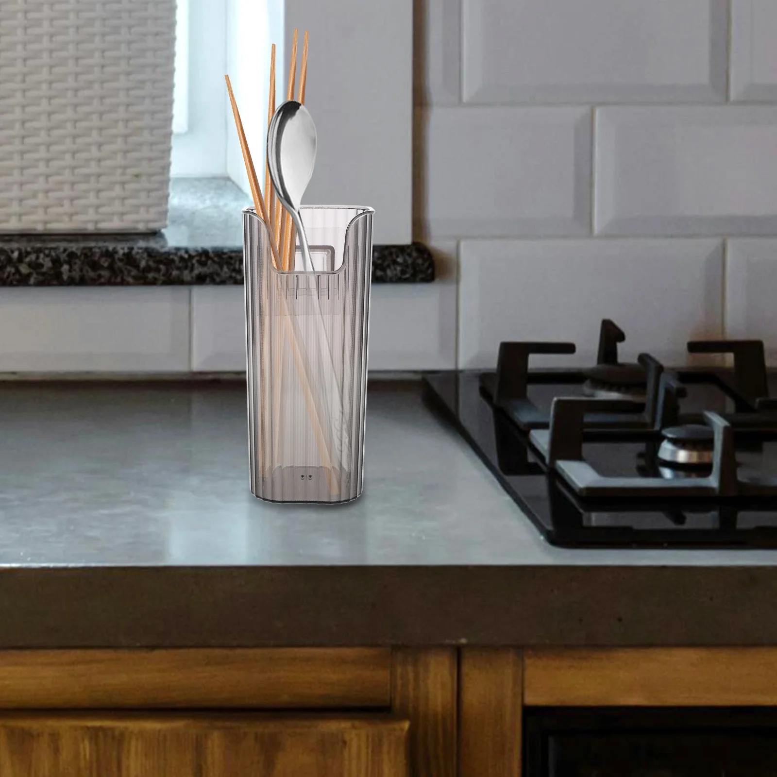 

Plastic Utensil Compact Sturdy Cylinder Organizer For Kitchen Counter Milk Tea Shop Countertop Storage Cooking Accessories