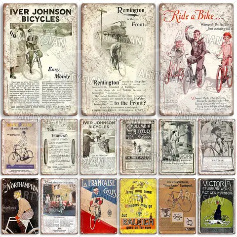 빈티지 자전거 메탈 사인 자전거 광고, 아이버 존슨 레밍턴 컬럼비아 라사이클, 노샘프턴 빅토리아 라 프랜차이즈 레인저