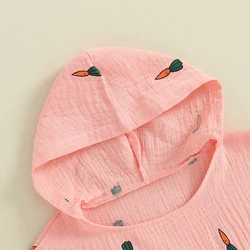 Cubierta de traje de baño para niñas pequeñas, sudadera con capucha con estampado de Cactus de zanahoria y cereza, protectores de erupción para la playa, traje de baño para niños pequeños