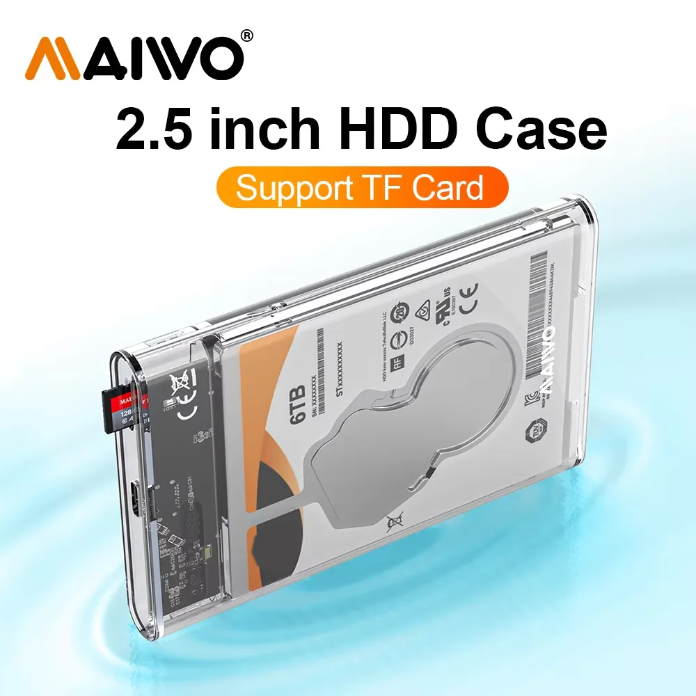 

MAIWO HDD Case 2.5" Hard Drive Enclosure USB Type C SATA 5Gbps for SSD HDD 9.5 7mm External Hard Drive Disk Case Support TF UASP