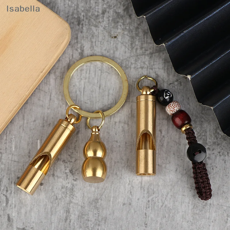 ♥ ♥ ♥ ♥ سلسلة مفاتيح صافرة نحاسية عتيقة، صفارة نجاة خارجية، صفارات تدريب الحكم