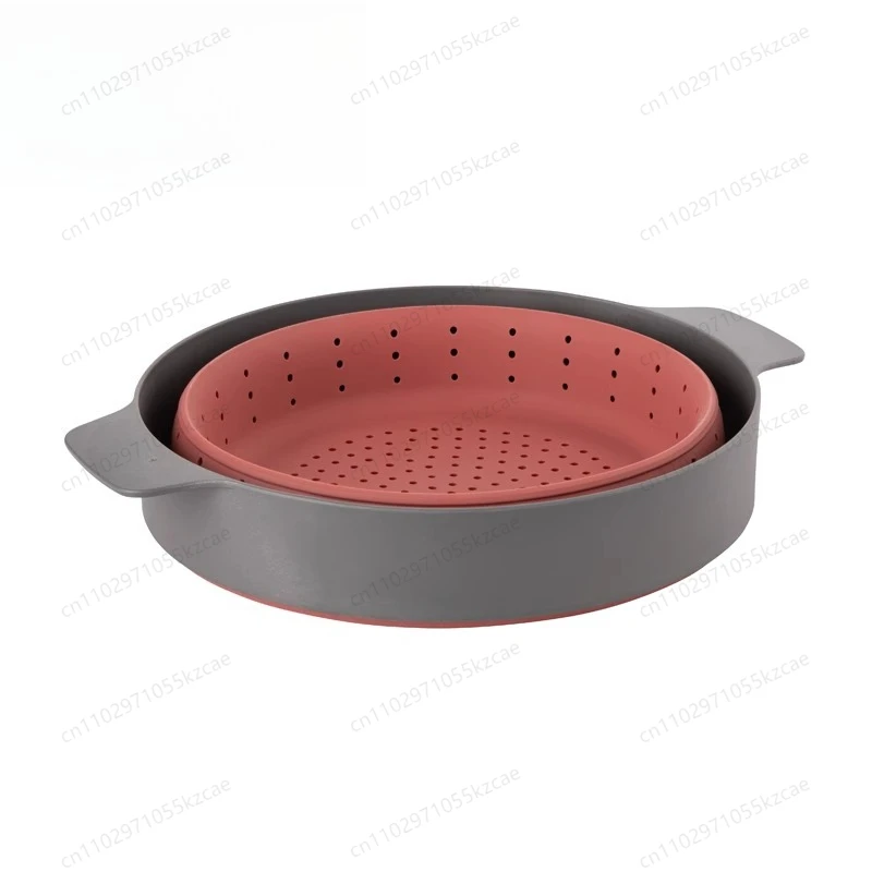 

Silicone steaming rack foldable household soup pot steamer steamer steamer washing vegetable drain basket