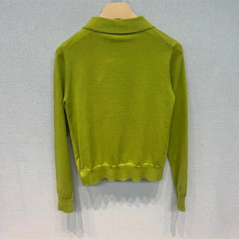 For Women Cardigan Green Colour U481183 Early Spring  Neck Short Sleeve Long Sleeve Slim-fit Knitted Versatile Sweater Top 24ss