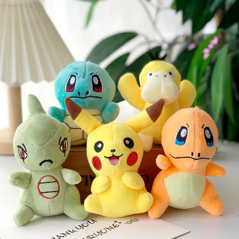 Anime Pokemon Pikachu Psyduck Squirtle Charmander Keychain Kawaii Toy School Bag Backpack Pendant Keyring Doll Accessories Gift