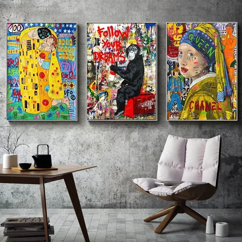 Modern Abstract Wall Art Street Graffiti Pop Banksy Aesthetics HD Canvas Poster Print Home Bedroom Living Room Decoration