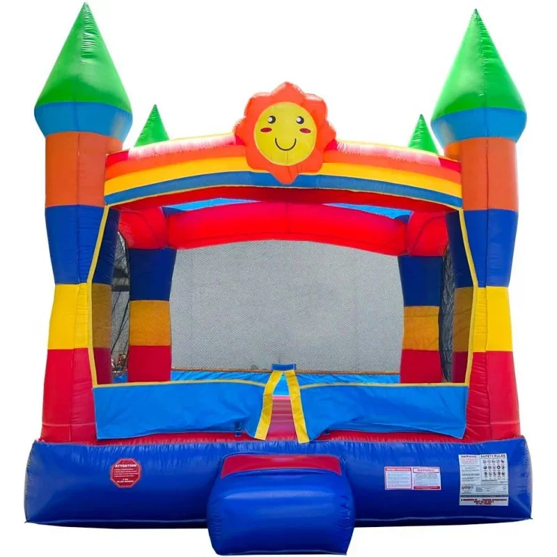 Bounce inflável - Unidade facial e soprador de arco-íris para festa de grau comercial para crianças - Quintal ao ar livre 13x12x14,5 pés